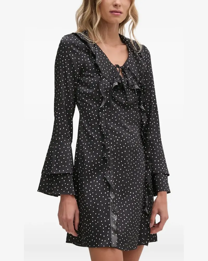 Sisley Gepunktetes Minikleid - Schwarz Schwarz