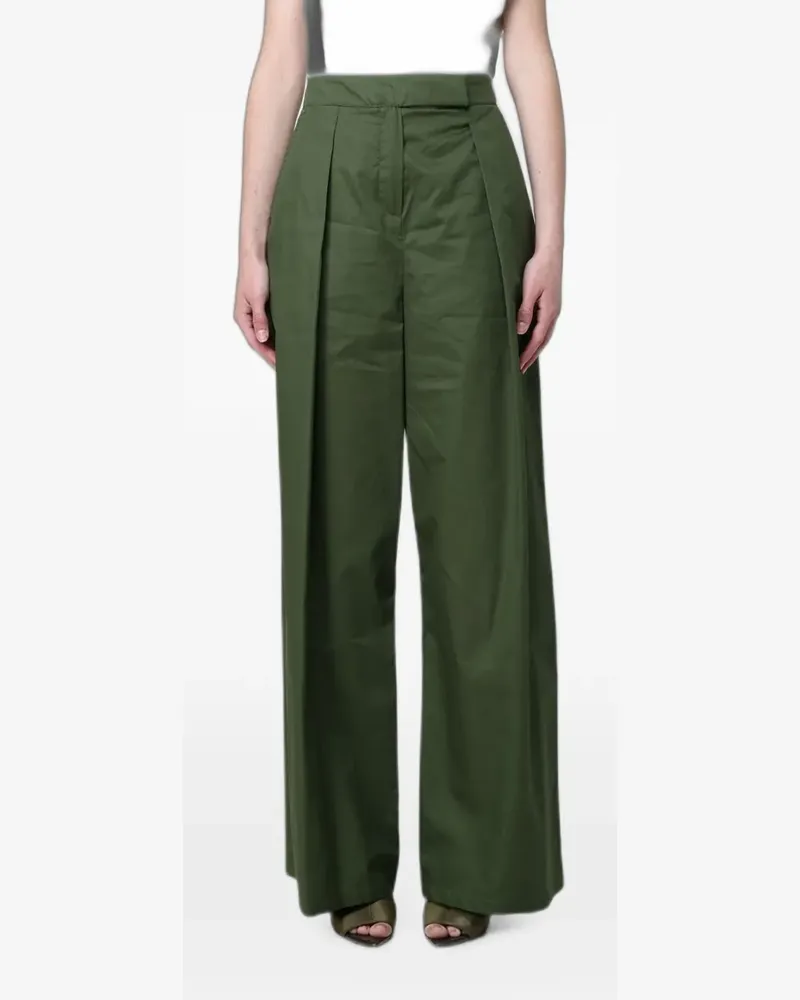 Hanita pleated-detail cotton palazzo pants - Grün Grün