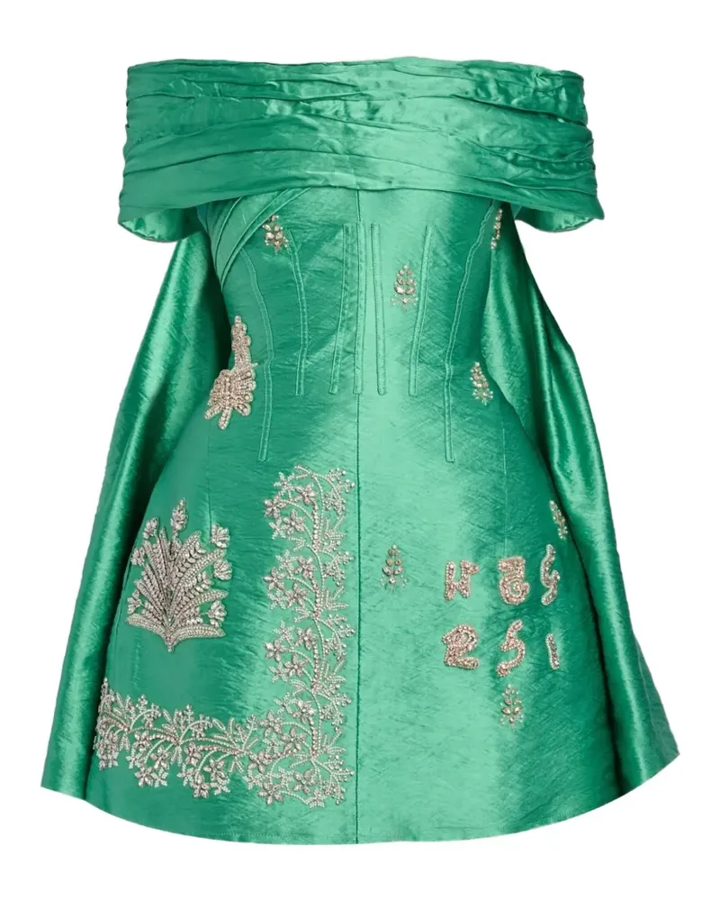 Erdem off-shoulder embellished mini dress - Grün Grün