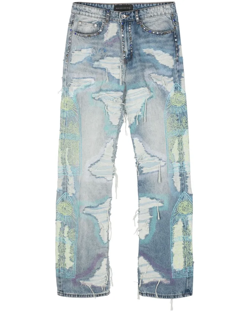 WHO DECIDES WAR Gerade Jeans im Distressed-Look Blau