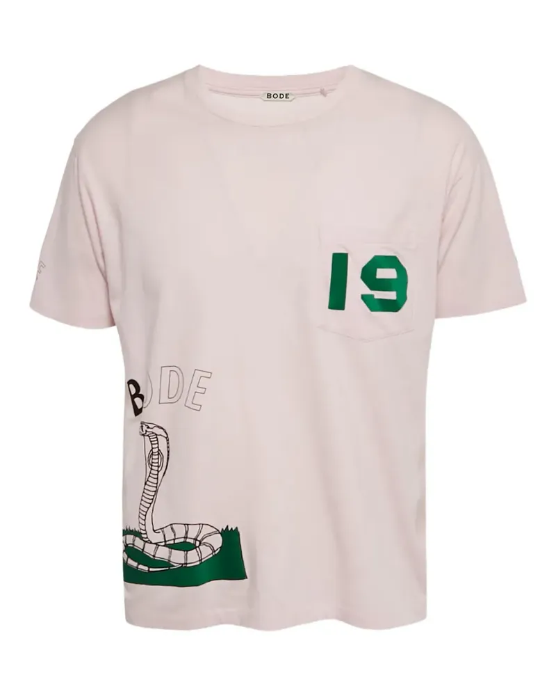 BODE T-Shirt mit Samtapplikation - Rosa Rosa
