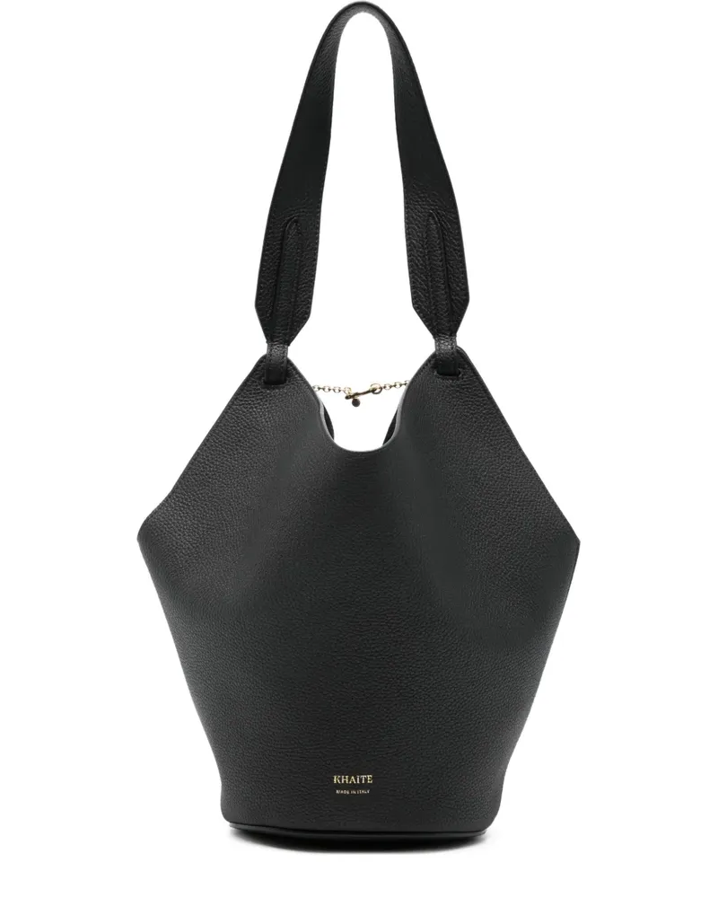 KHAITE Mini Lotus Schultertasche mit Kette - Schwarz Schwarz