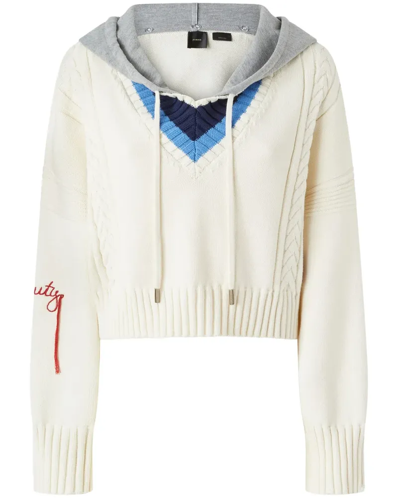 Pinko Gestrickter Hoodie - Weiß Weiß