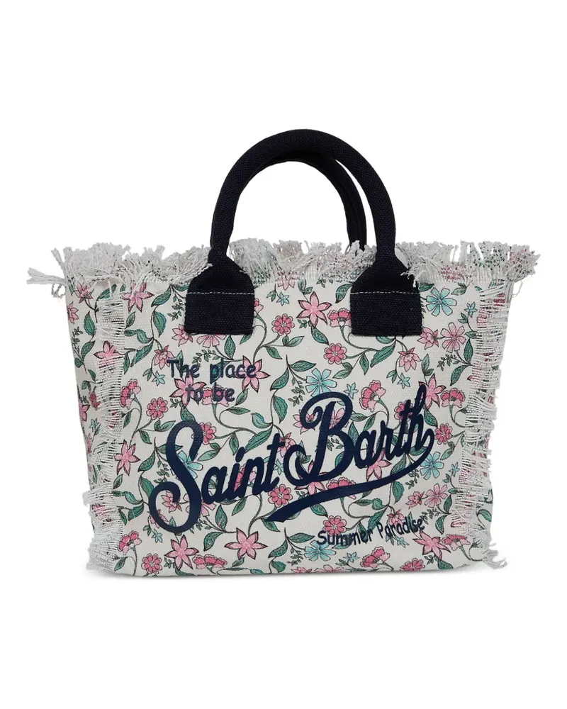 MC2 Saint Barth Ausgefranster Tote Bag mit Blumen-Print - Weiß Weiß