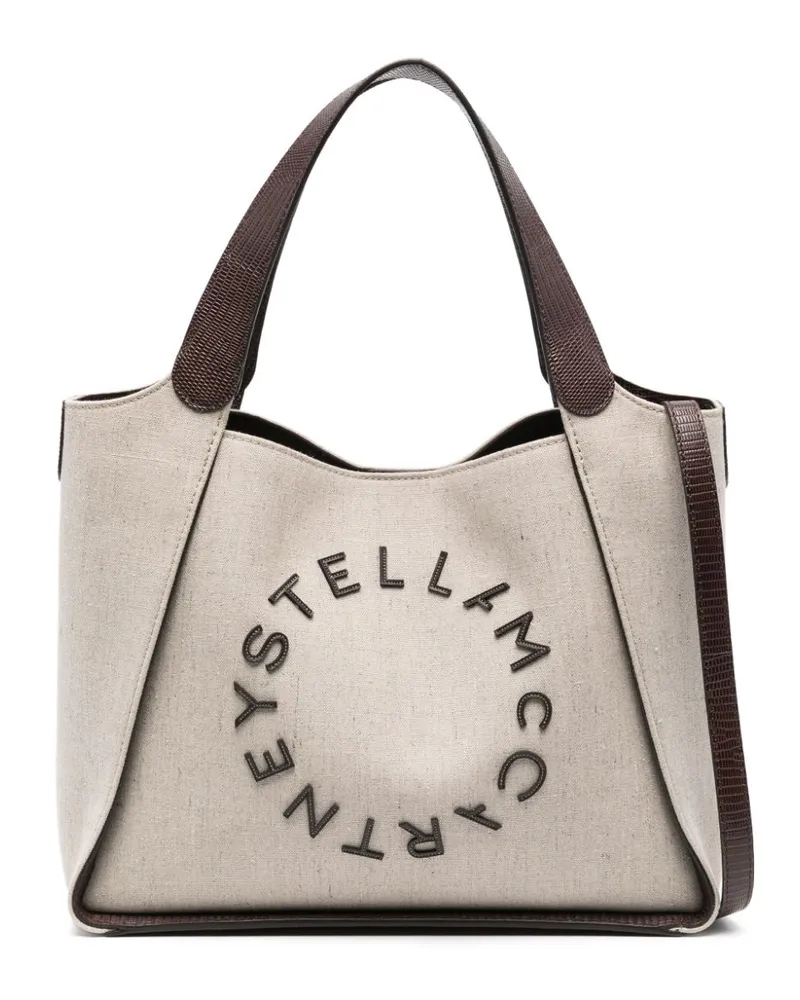 Stella McCartney Shopper mit Logo-Applikation Nude