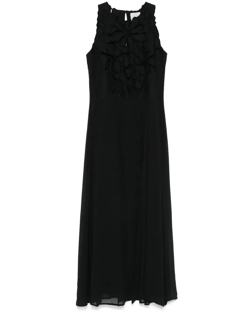 forte_forte Maxikleid mit floraler Stickerei - Schwarz Schwarz
