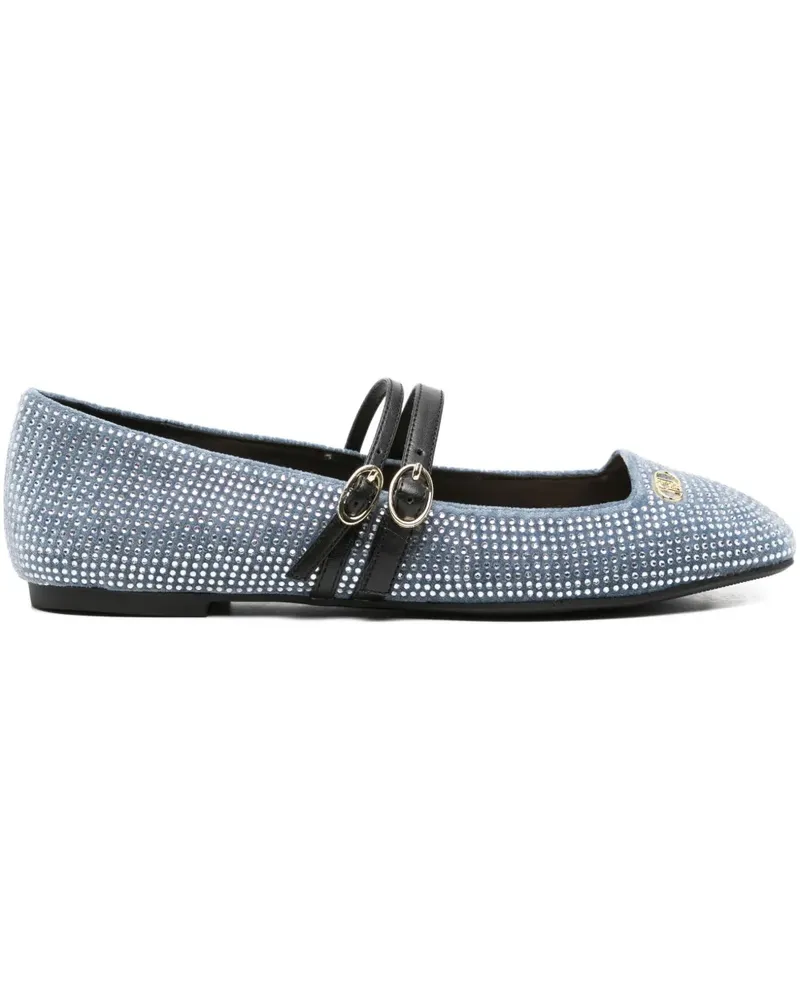 Liu Jo Kristallverzierte Ballerinas mit Doppelriemen - Blau Blau