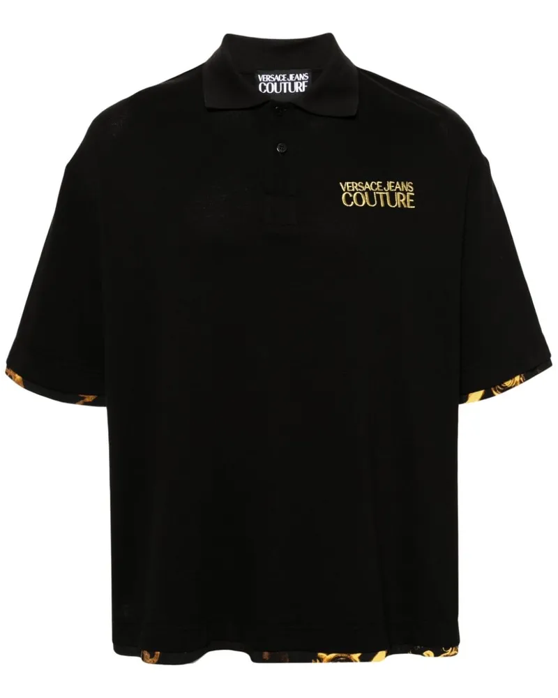 Versace Jeans Poloshirt mit Logo-Stickerei - Schwarz Schwarz