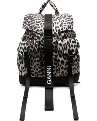 Ganni Rucksack mit Leoparden-Print Braun