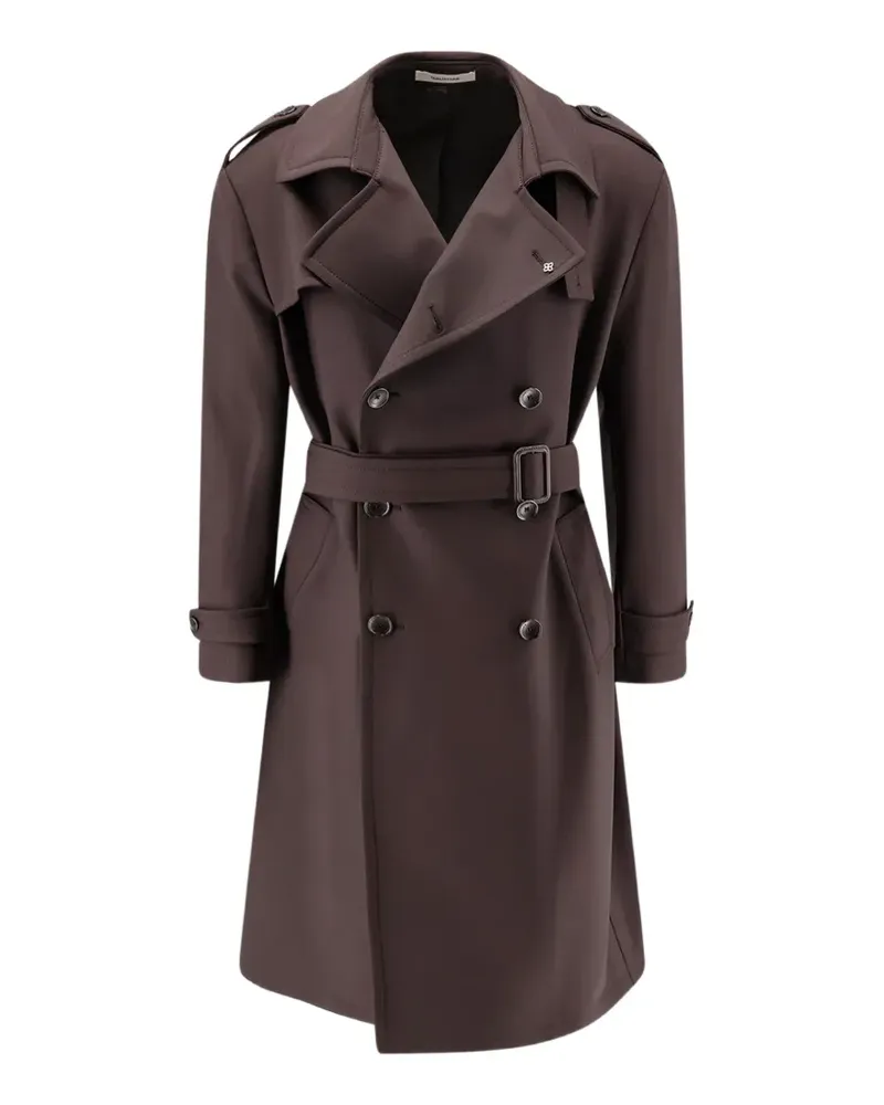 Tagliatore double-breasted belted virgin wool trench coat - Braun Braun