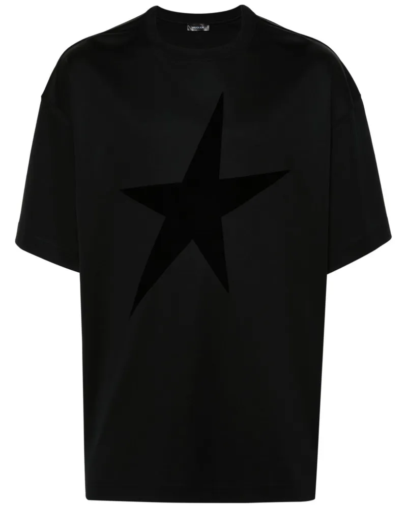 Thierry Mugler T-Shirt mit beflocktem Stern - Schwarz Schwarz