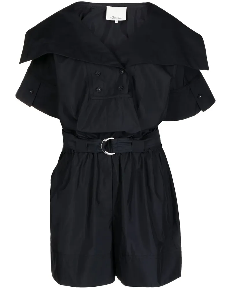 3.1 phillip lim Playsuit mit weitem Kragen - Schwarz Schwarz