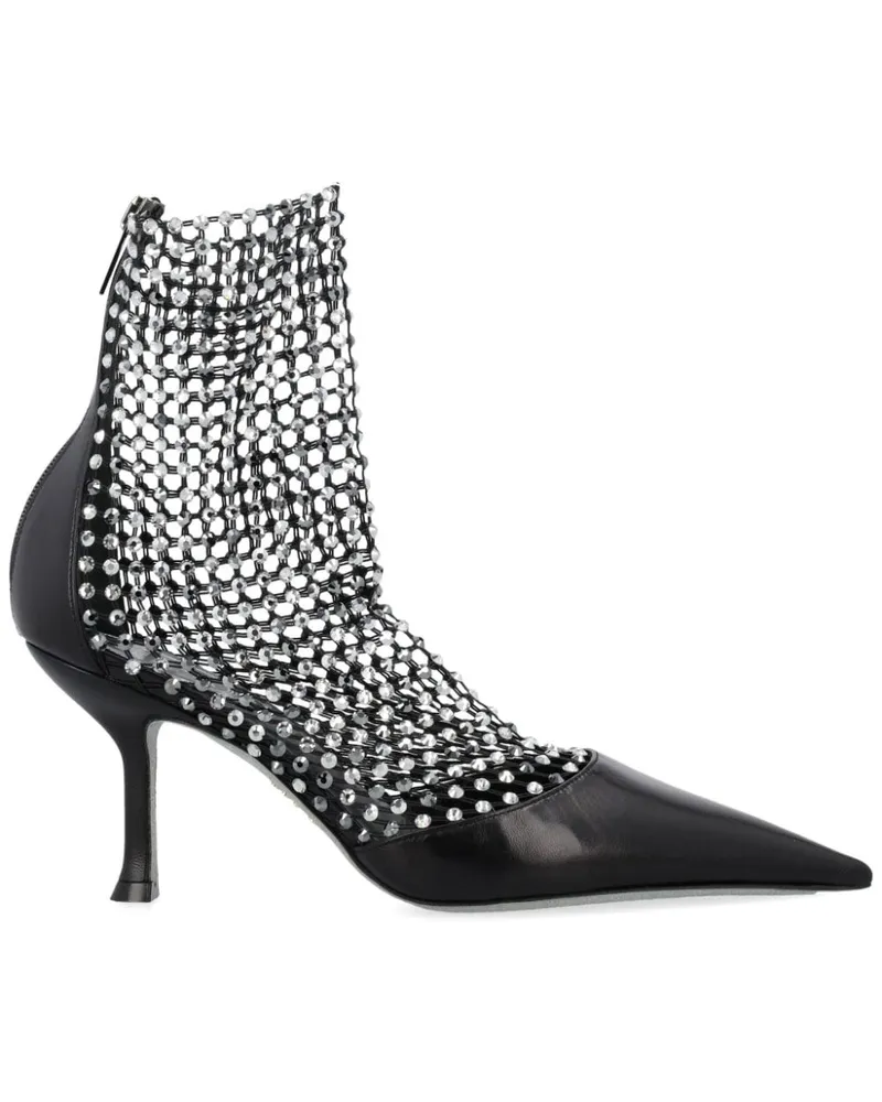 René Caovilla Stiefeletten mit Kristallen - Schwarz Schwarz