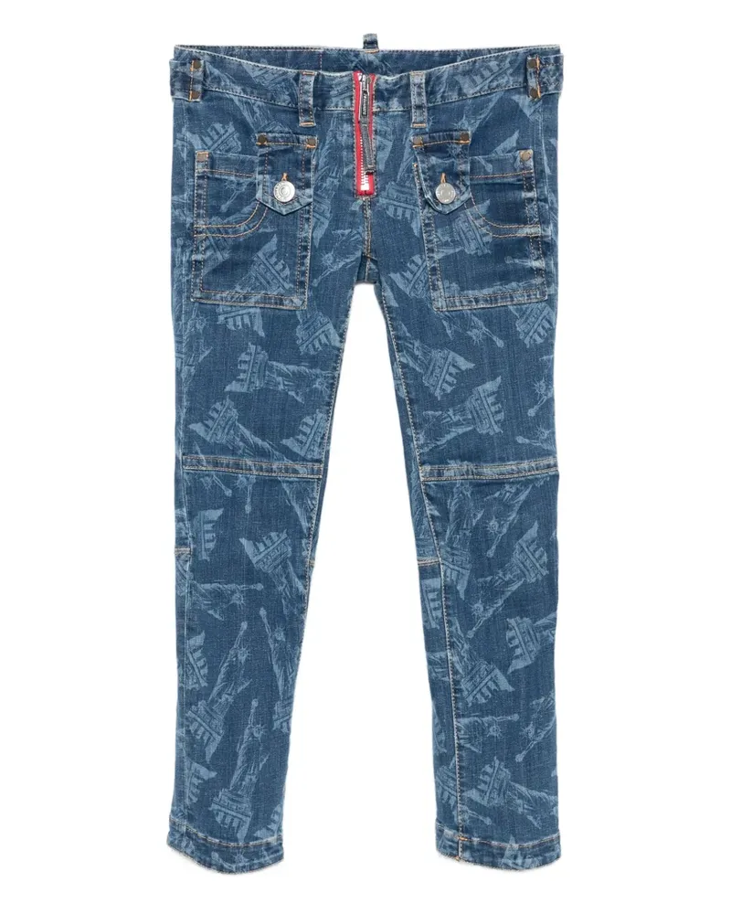 Dsquared2 Skinny-Jeans mit Statue of Liberty-Print - Blau Blau