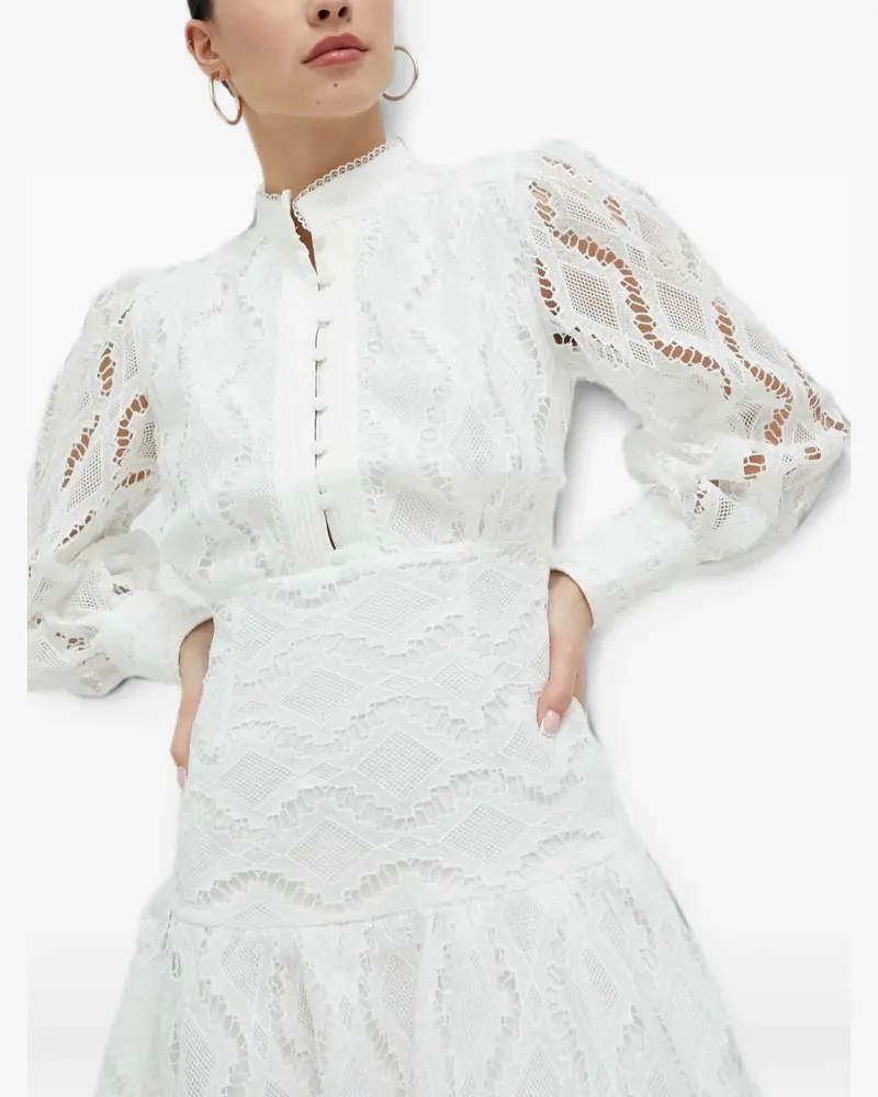 Bardot Kleid mit Rüschen - Weiß Weiß