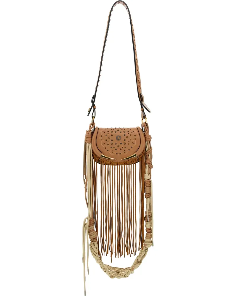 Roberto Cavalli Schultertasche mit Nieten - Braun Braun