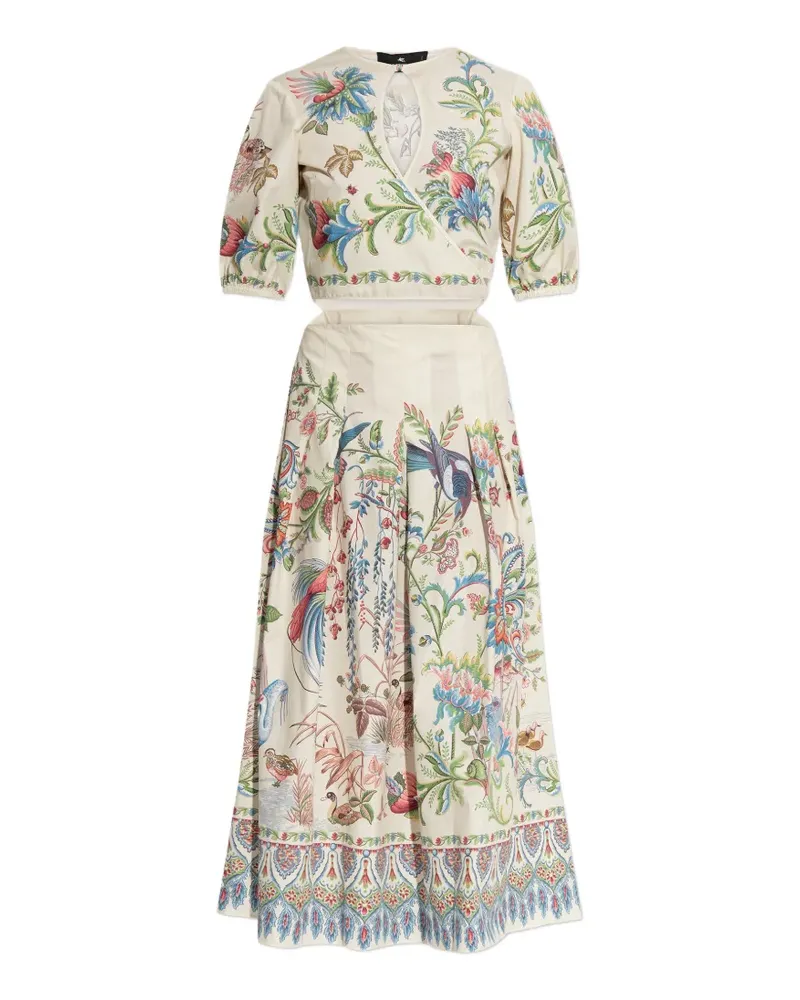 Etro floral-print cut-out midi dress - Nude Nude