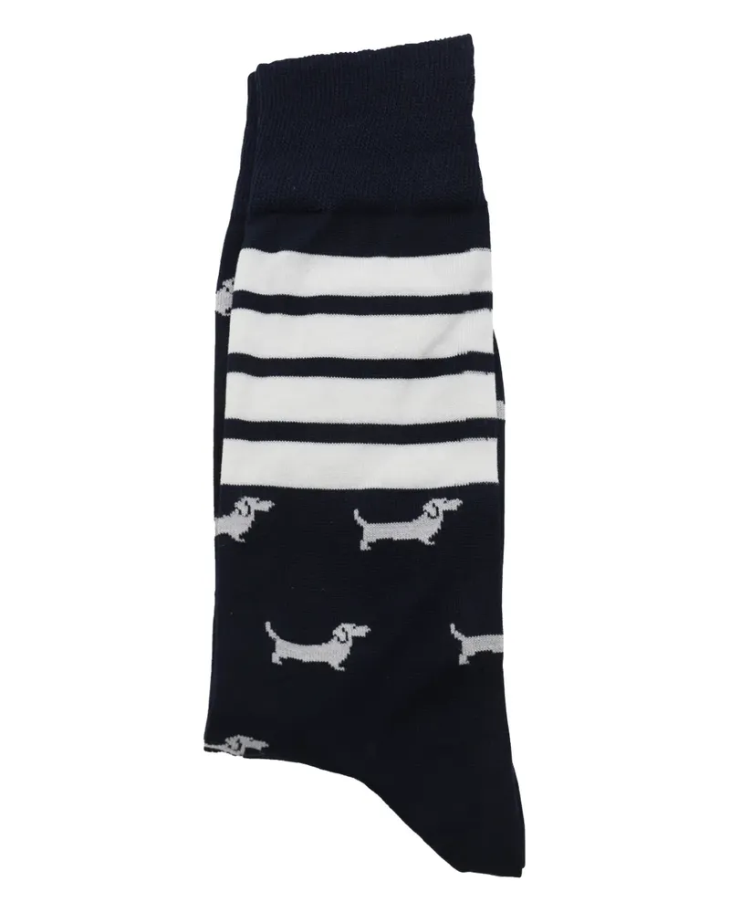 Thom Browne Socken mit Intarsien-Logo - Blau Blau