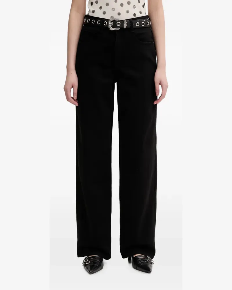 Miss Sixty logo-patch mid-rise straight-leg jeans - Schwarz Schwarz