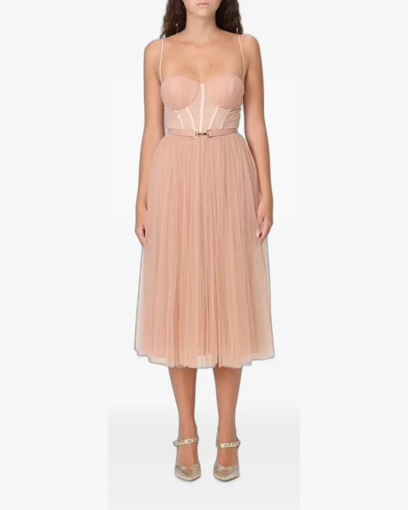 Elisabetta Franchi sleeveless tulle-skirt midi dress - Rosa Rosa