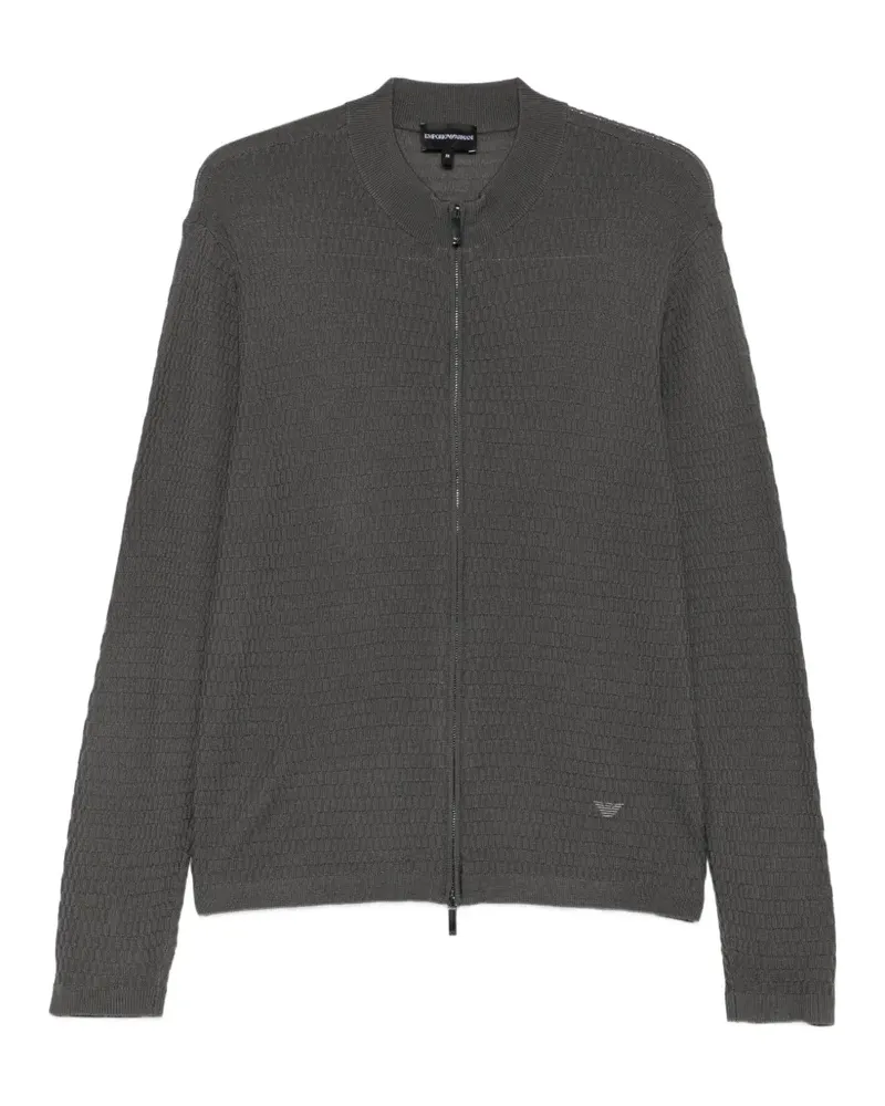 Emporio Armani Cardigan mit Waffelstrick-Muster - Grau Grau