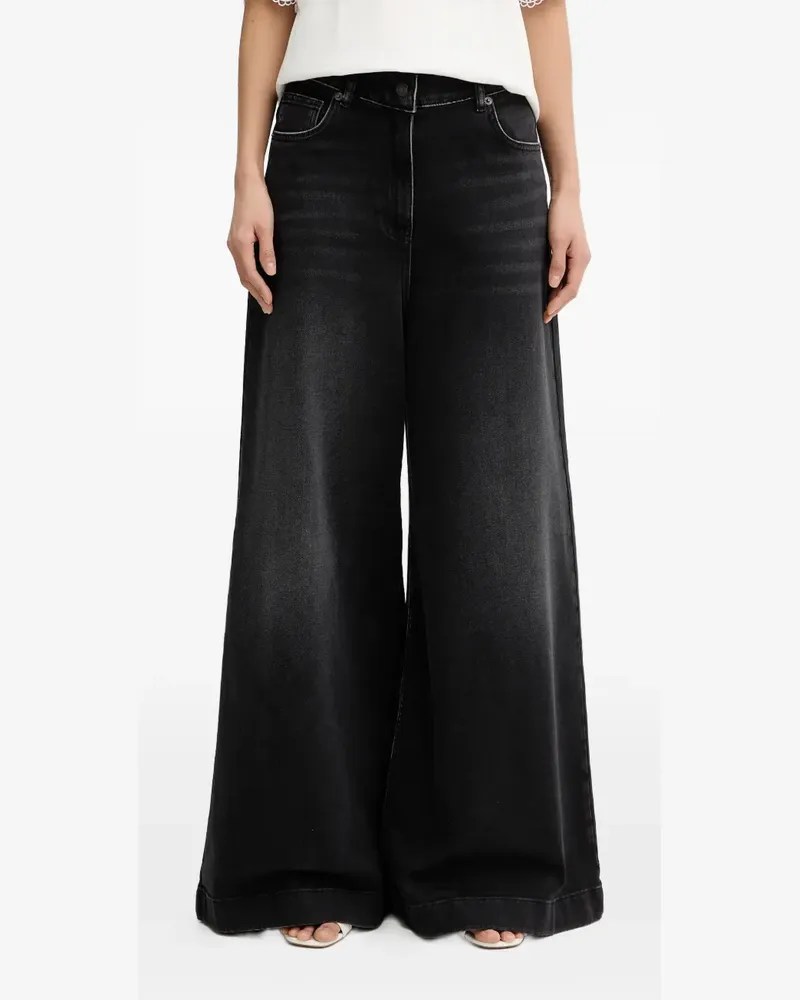 Twin-Set Jeans mit weitem Bein - Schwarz Schwarz
