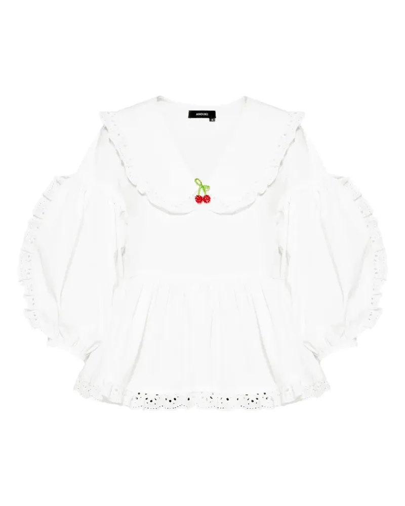 ANOUKI Bluse mit Rüschen - Weiß Weiß