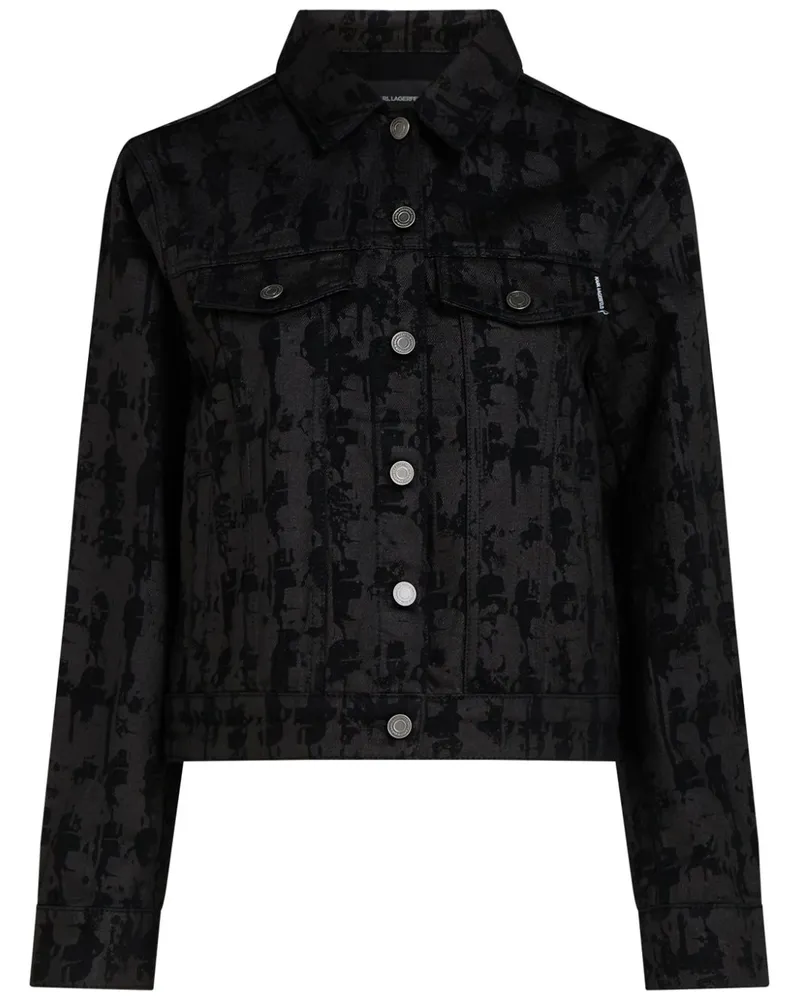 Karl Lagerfeld Seidenjacke mit Print Schwarz