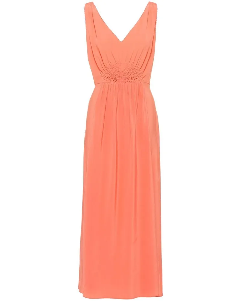 Miu Miu Gerafftes Seidenkleid - Orange Orange