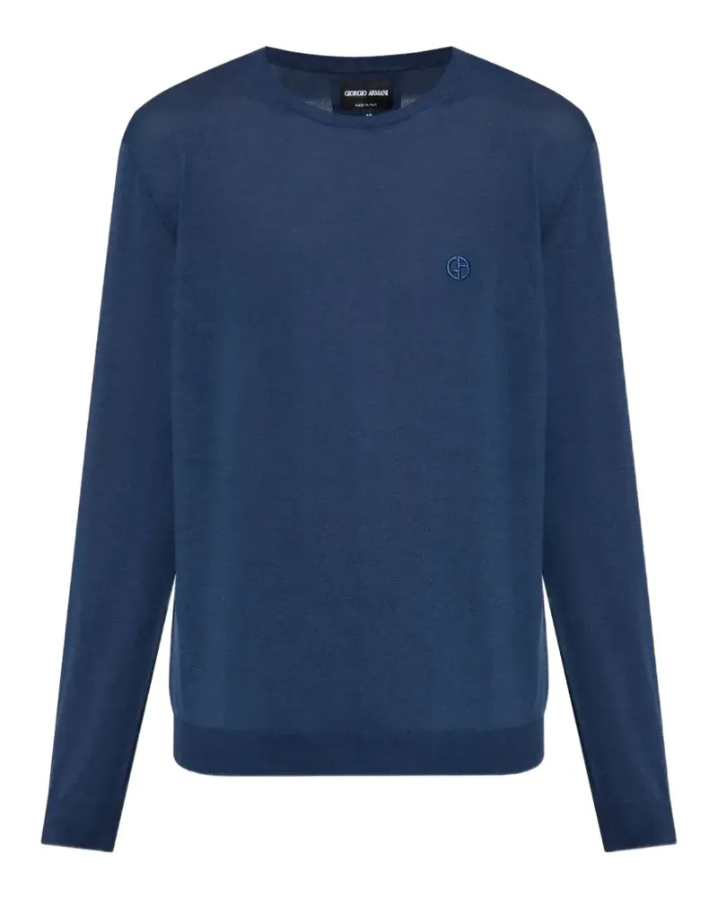 Giorgio Armani logo-embroidered crew-neck sweater - Blau Blau