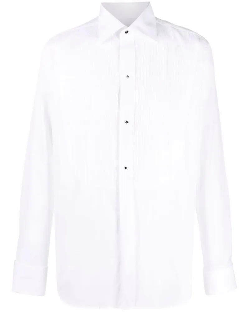 Canali Klassisches Smoking-Hemd - Weiß Weiß