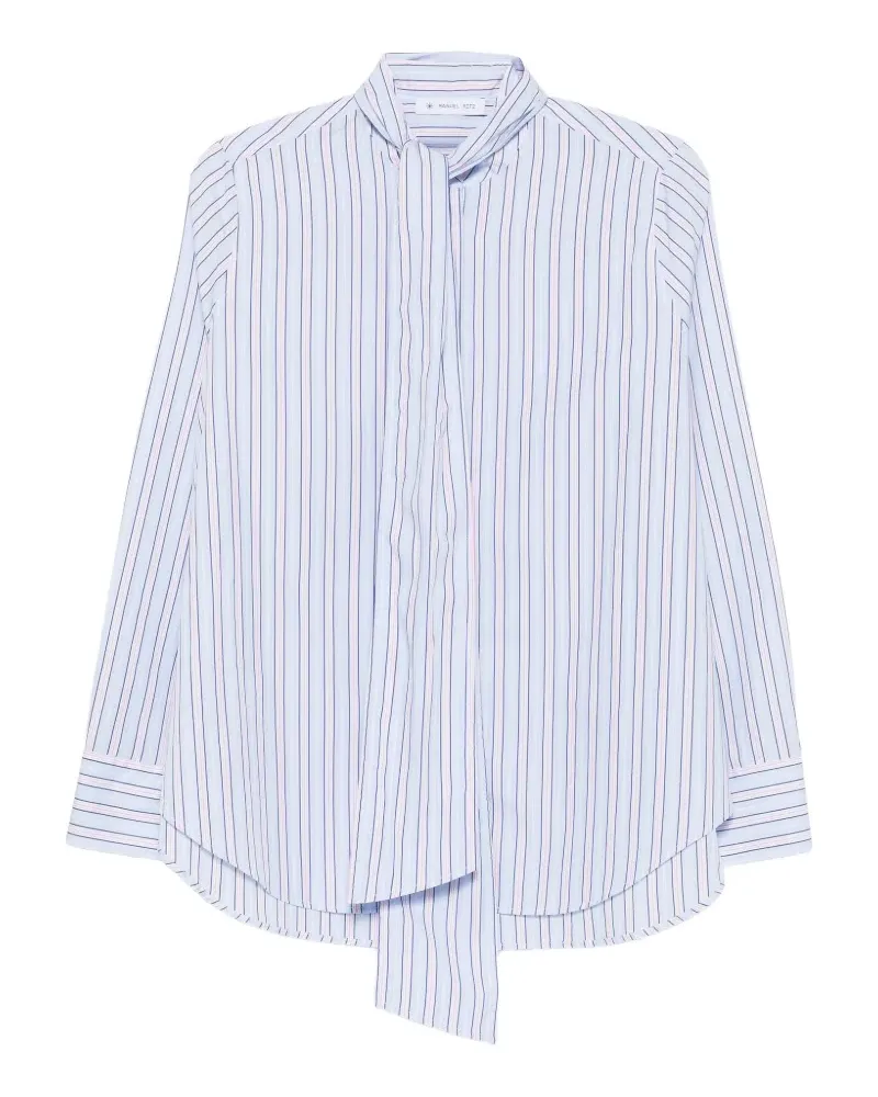 Manuel Ritz striped pussy-bow shirt - Blau Blau