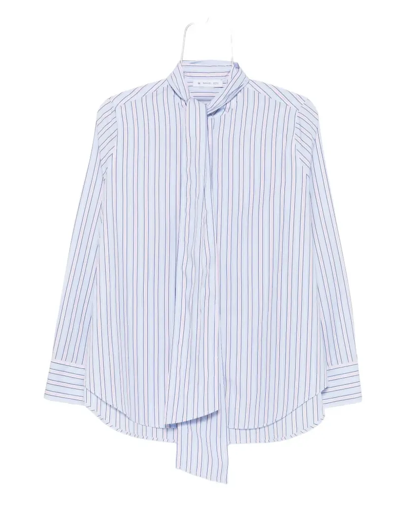 Manuel Ritz striped pussy-bow shirt - Blau Blau