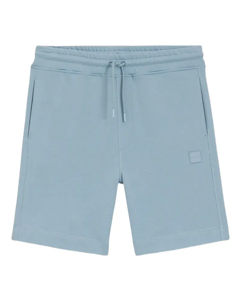 HUGO BOSS drawstring-detail logo-patch shorts - Blau Blau