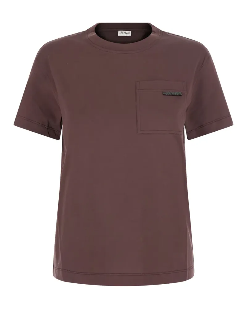 Brunello Cucinelli Monili-embellished pocket T-shirt - Braun Braun