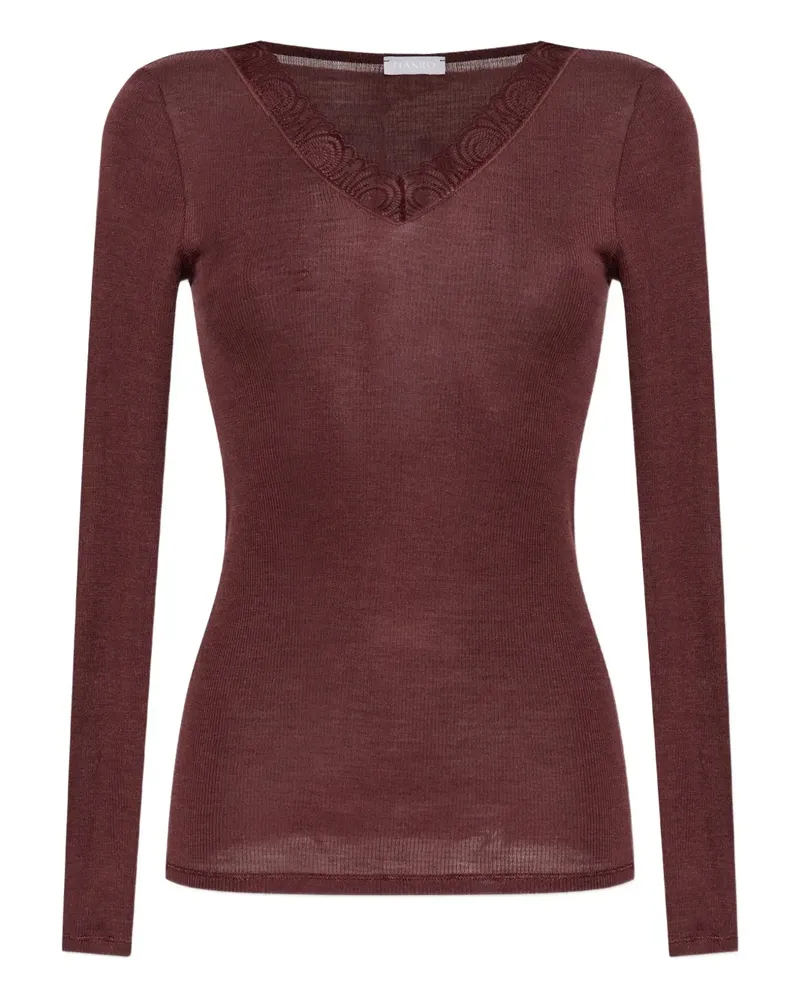 Hanro lace V-neck top - Braun Braun