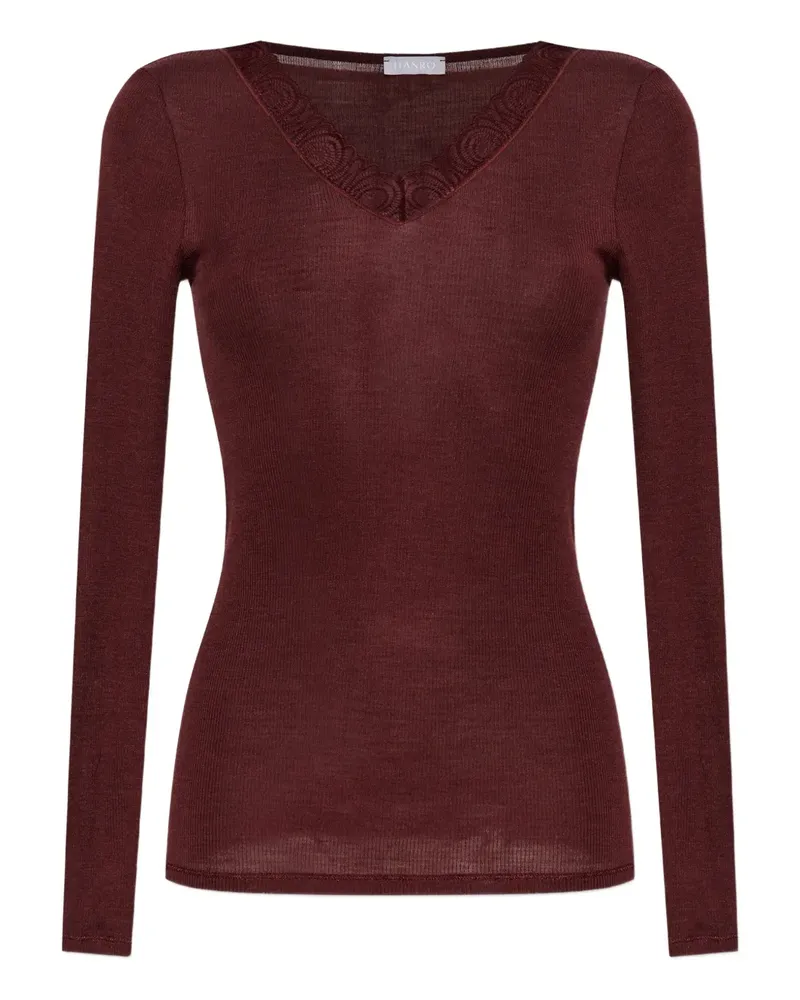 Hanro lace V-neck top - Braun Braun