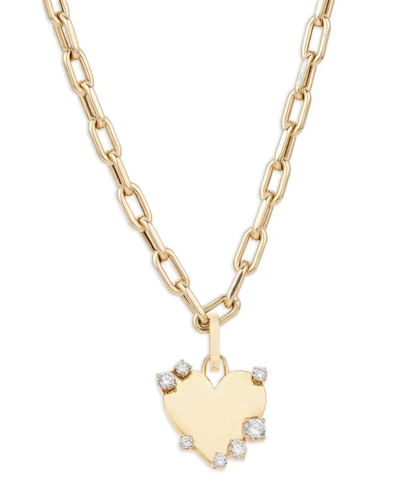 Adina Reyter x YSE Beauty 14kt Dog Tag Gelbgoldhalskette mit Diamanten Gold