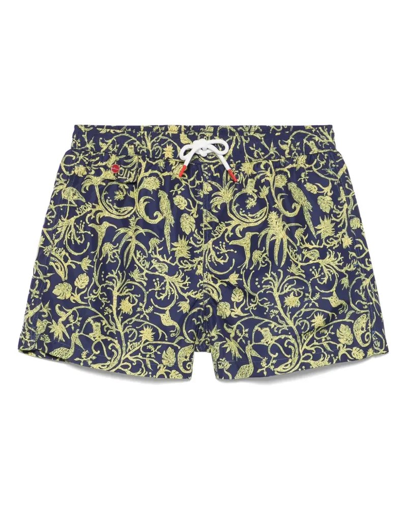 Kiton Badeshorts mit abstraktem Print - Blau Blau