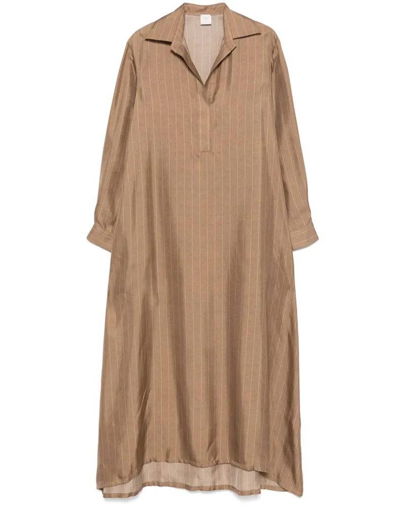 Eleventy Maxikleid mit Nadelstreifen - Braun Braun