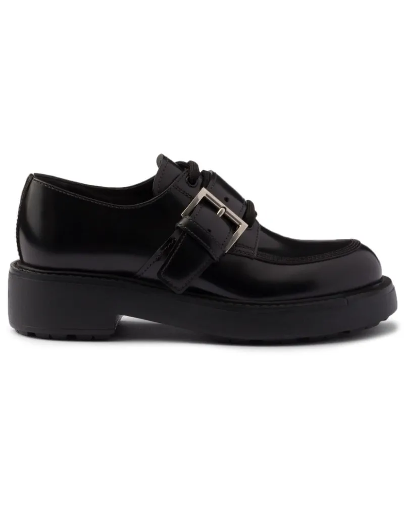 Prada Schnürschuhe aus gebürstetem Leder - Schwarz Schwarz
