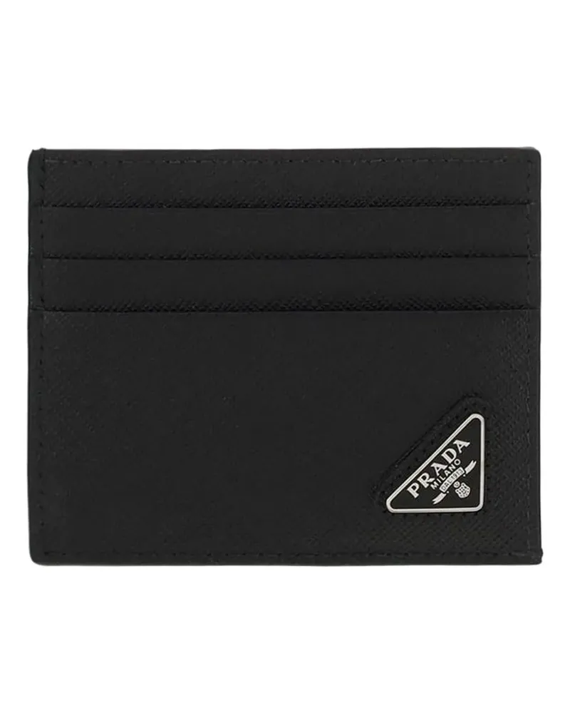 Prada logo-plaque leather card holder - Schwarz Schwarz