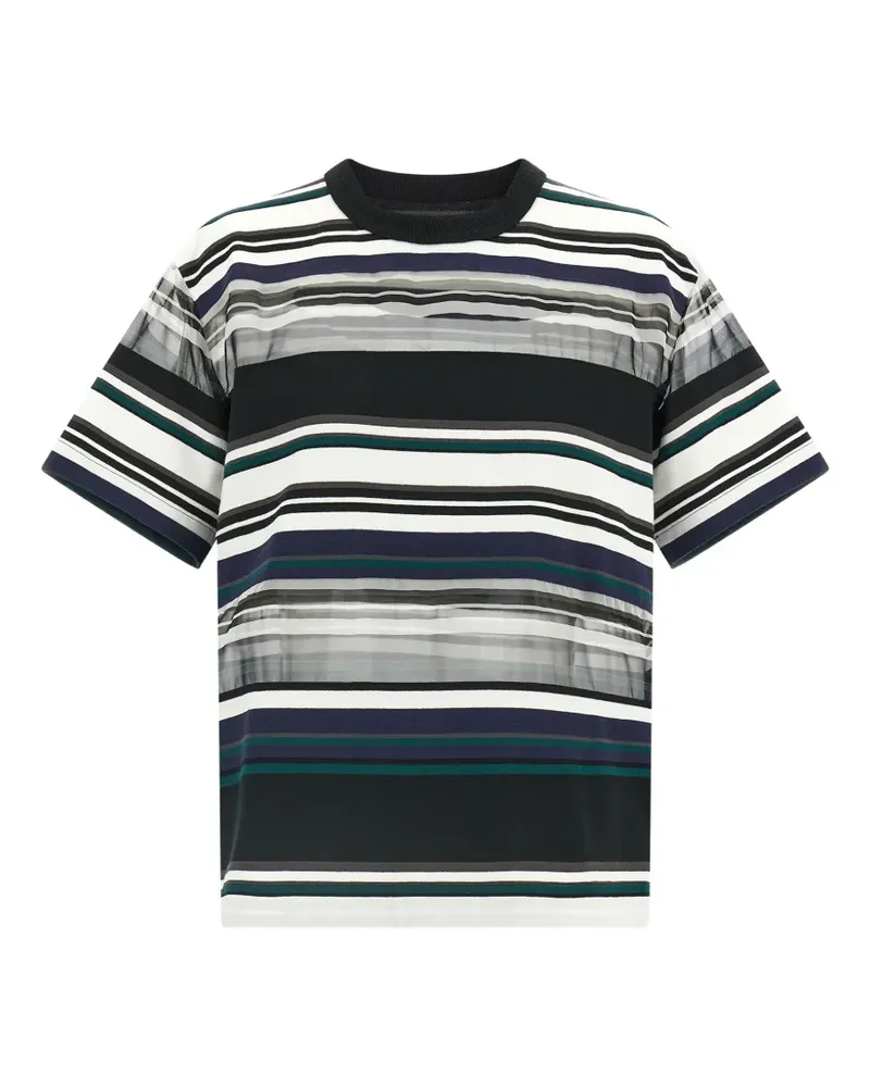 Sacai striped T-shirt - Schwarz Schwarz