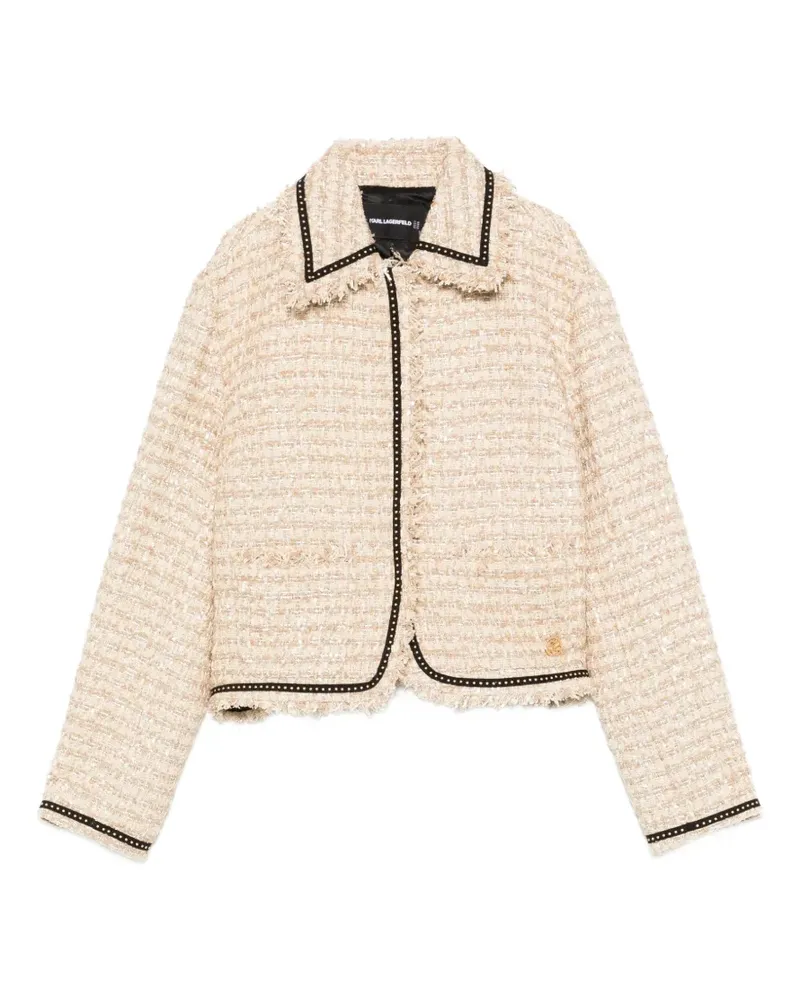 Karl Lagerfeld frayed-trim jacket - Nude Nude