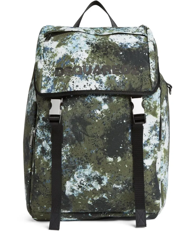 Dsquared2 Rucksack mit Farbklecks-Print - Grün Grün