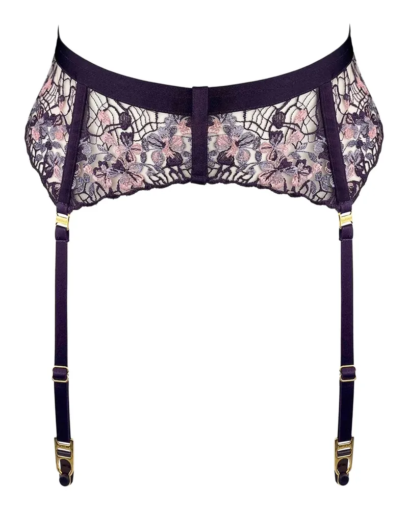 Bordelle Amela Strumpfhalter mit Blumenspitze - Violett Violett