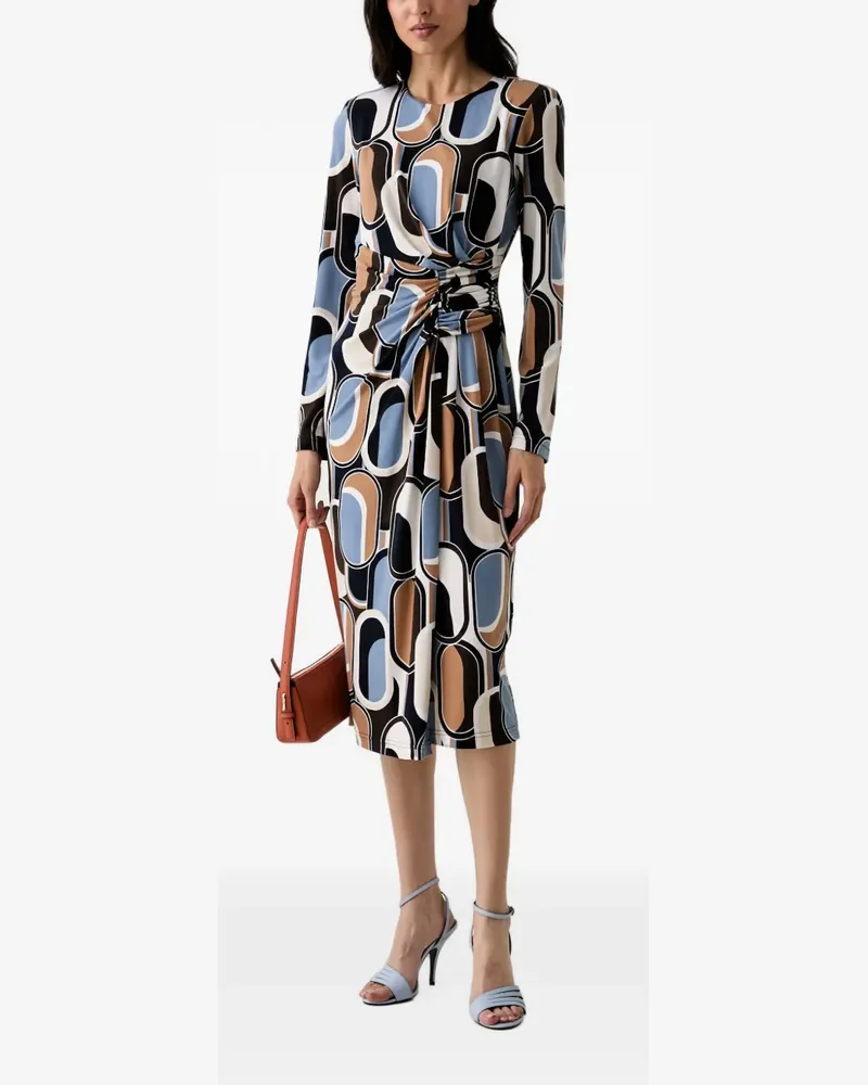 Joseph Ribkoff geometric-print ruched midi dress - Blau Blau