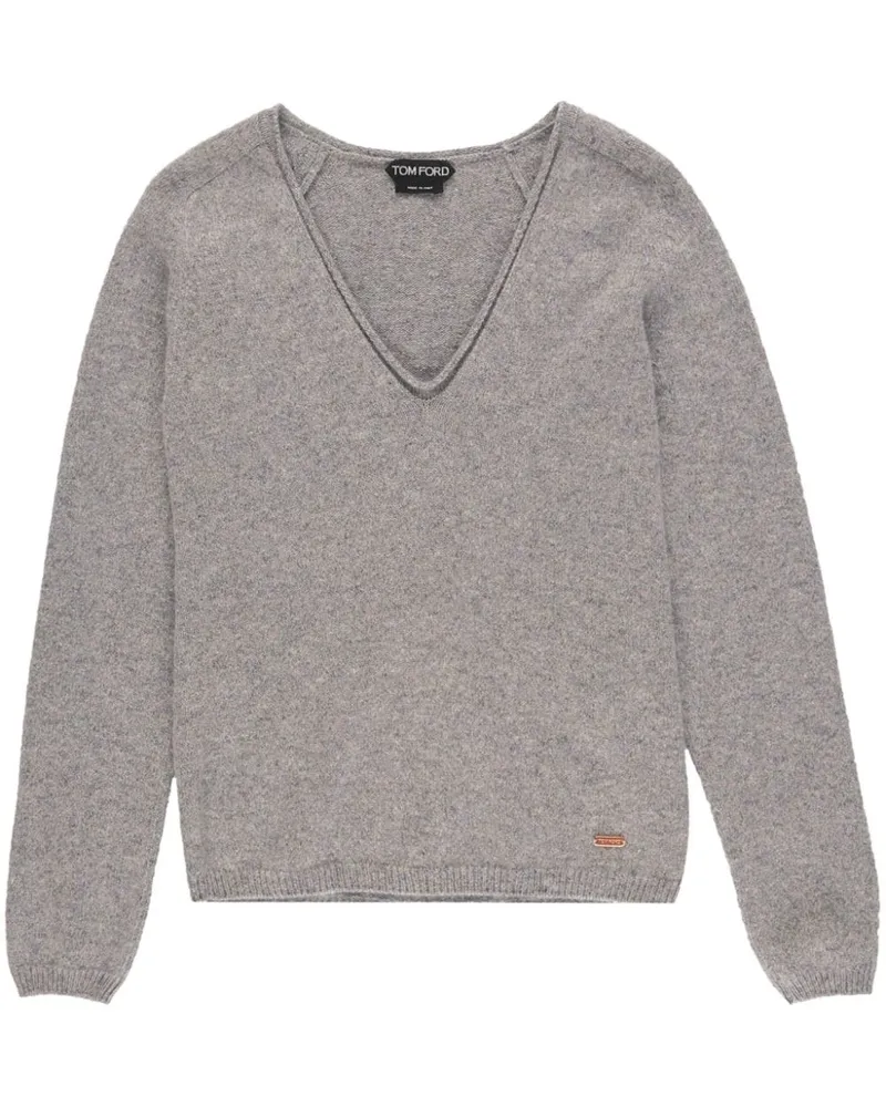 Tom Ford Kaschmirpullover mit V-Ausschnitt Grau