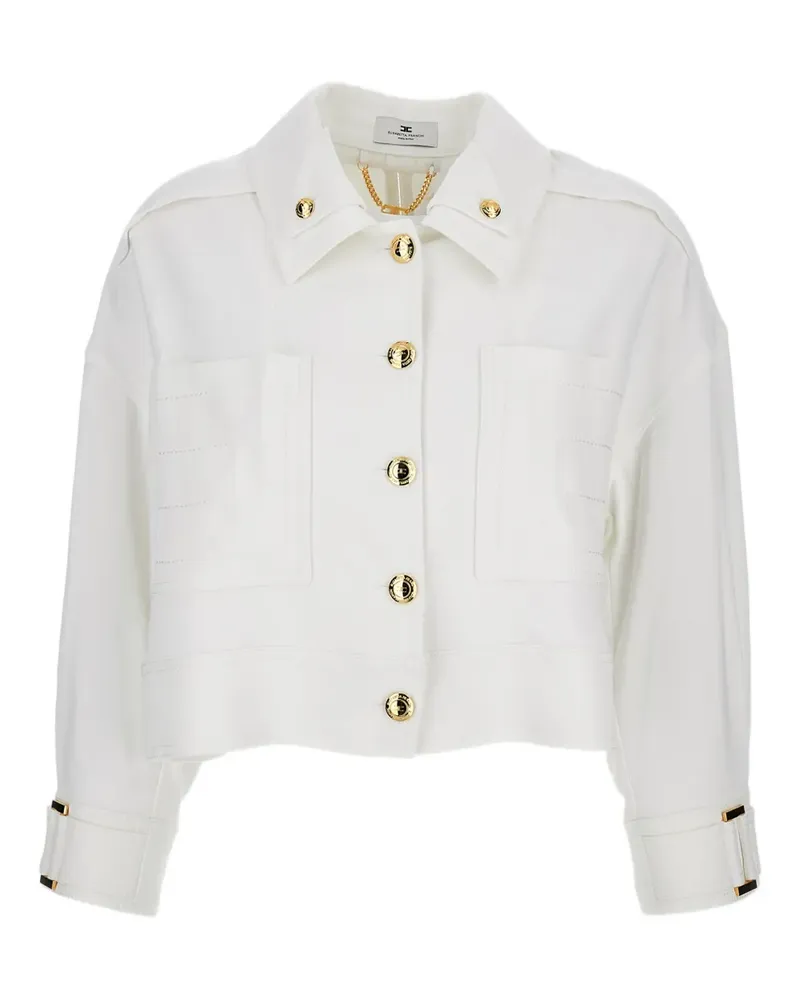 Elisabetta Franchi Jacke mit aufgesetzter Tasche - Weiß Weiß