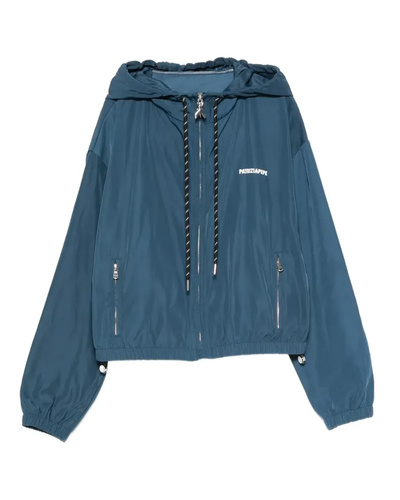 Patrizia Pepe logo-print hooded jacket - Blau Blau